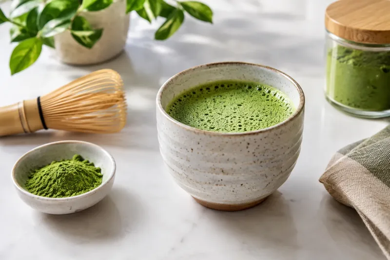 Does matcha have caffeine, and how much is in a cup?